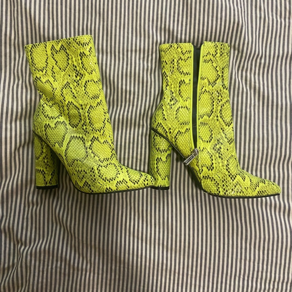 Snakeskin print boots